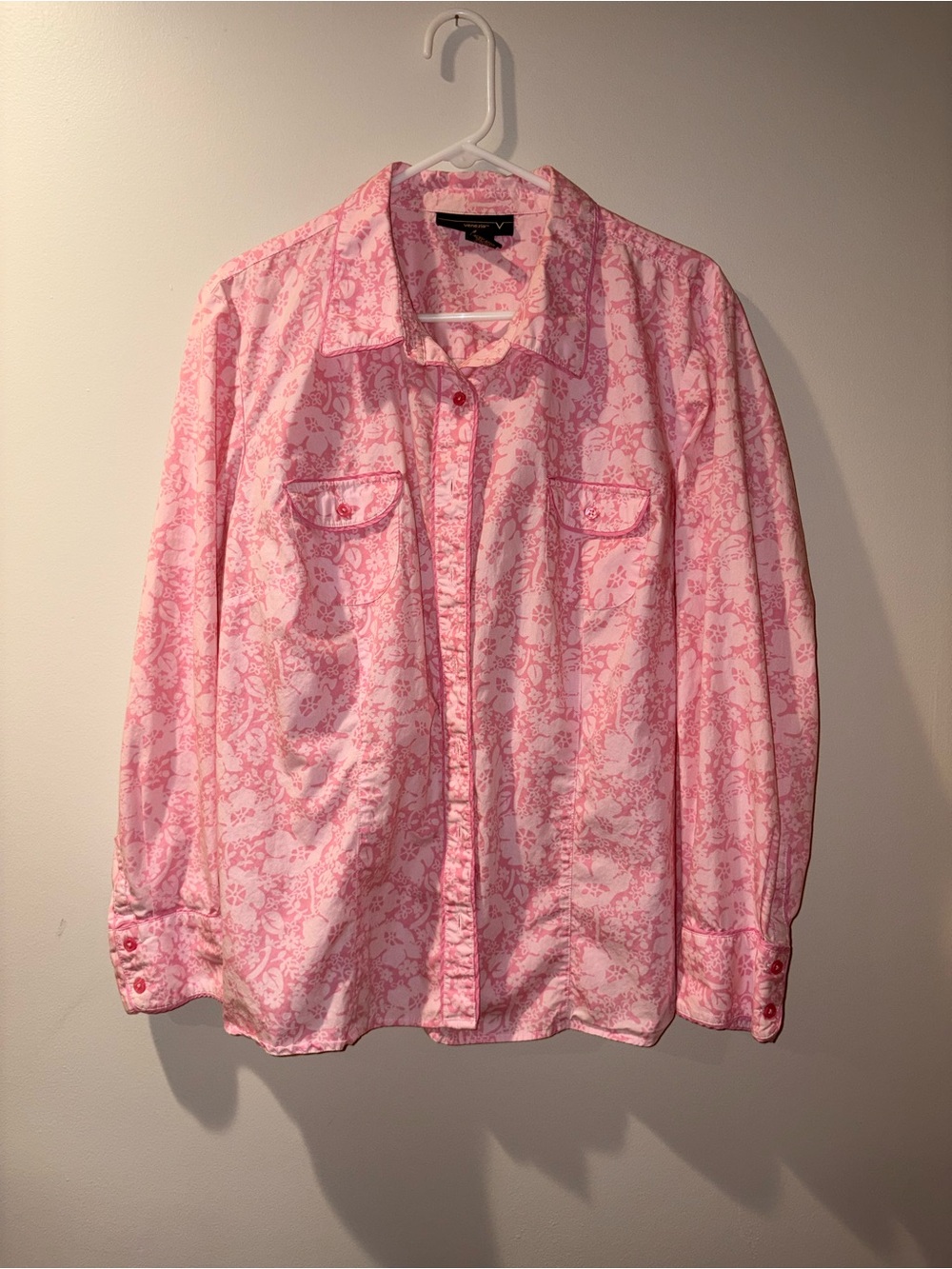 Venezia by Lane Bryant Pink Floral Cotton Button Down Shirt Size 3X